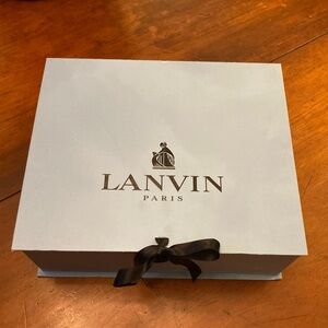 Luxury Lanvin signature blue black logo storage box ribbon tie